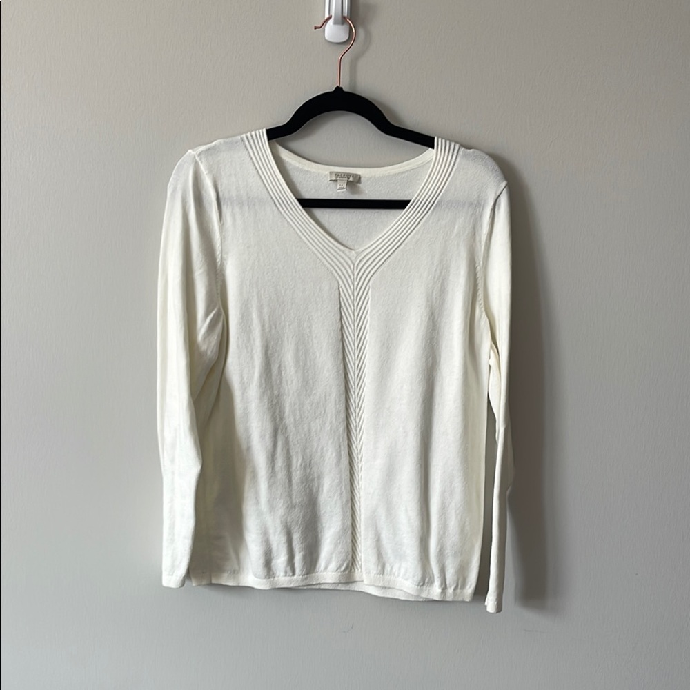 White V-Neck Sweater